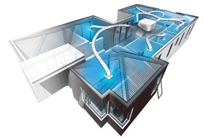 3D model of evaporative cooling system.
